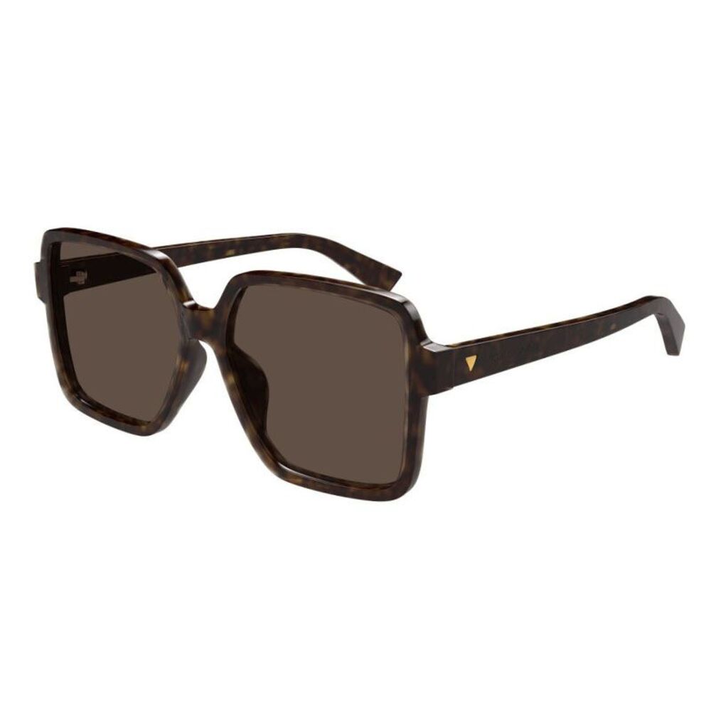 Bottega Veneta Sunglasses Square Full Rim, Havana Frame and Brown Lens